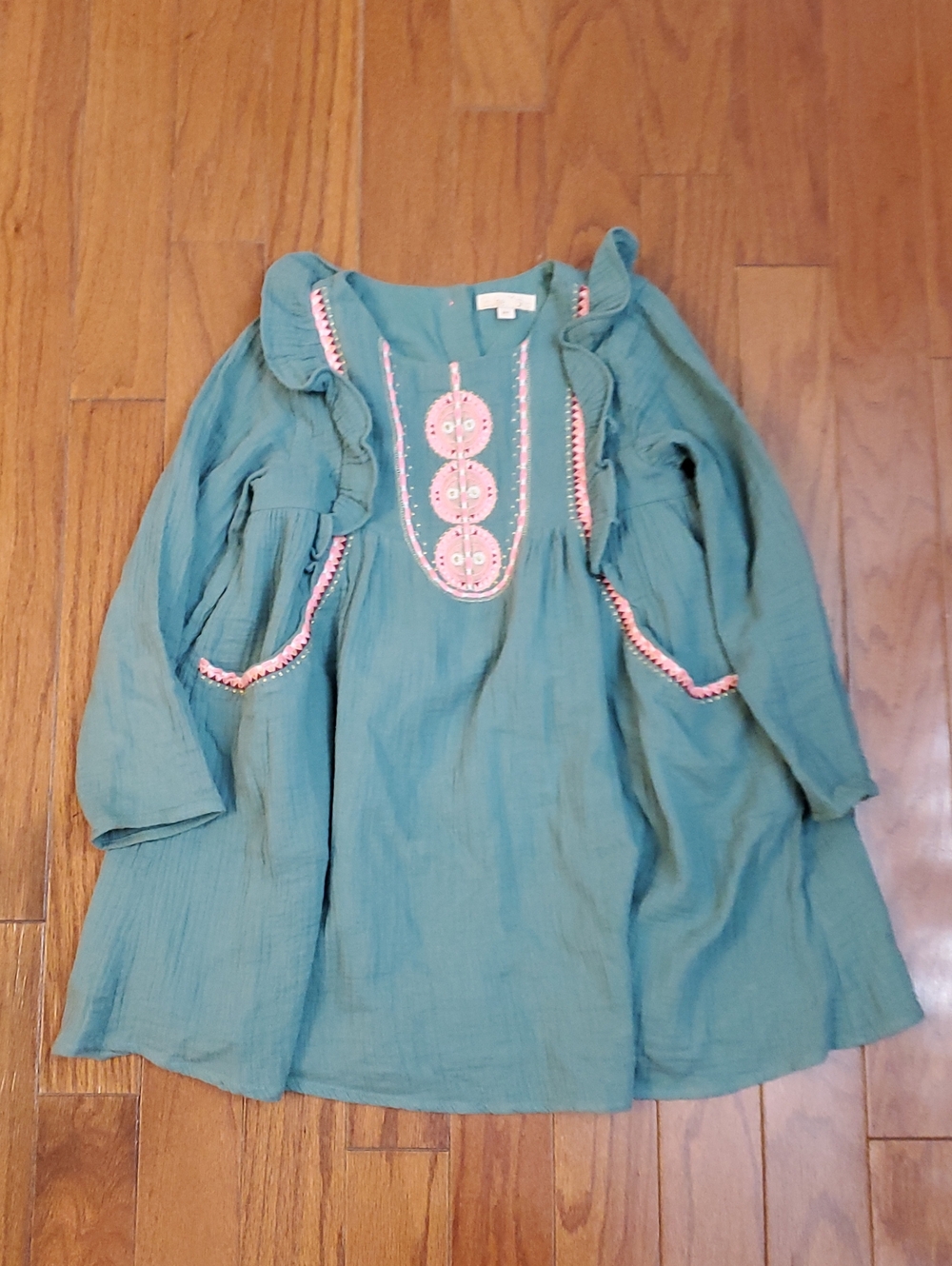 Louise Misha Paracas Long Sleeve Girl Dress Green Boho Babygirl Ruffles Winter 8